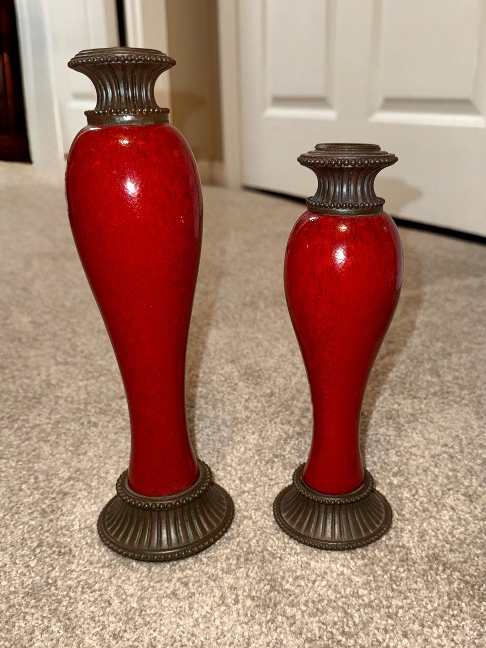 Set of 2 Moroccan Spice Ted Candle Holders by PartyLite | 10.5” & 8.5”